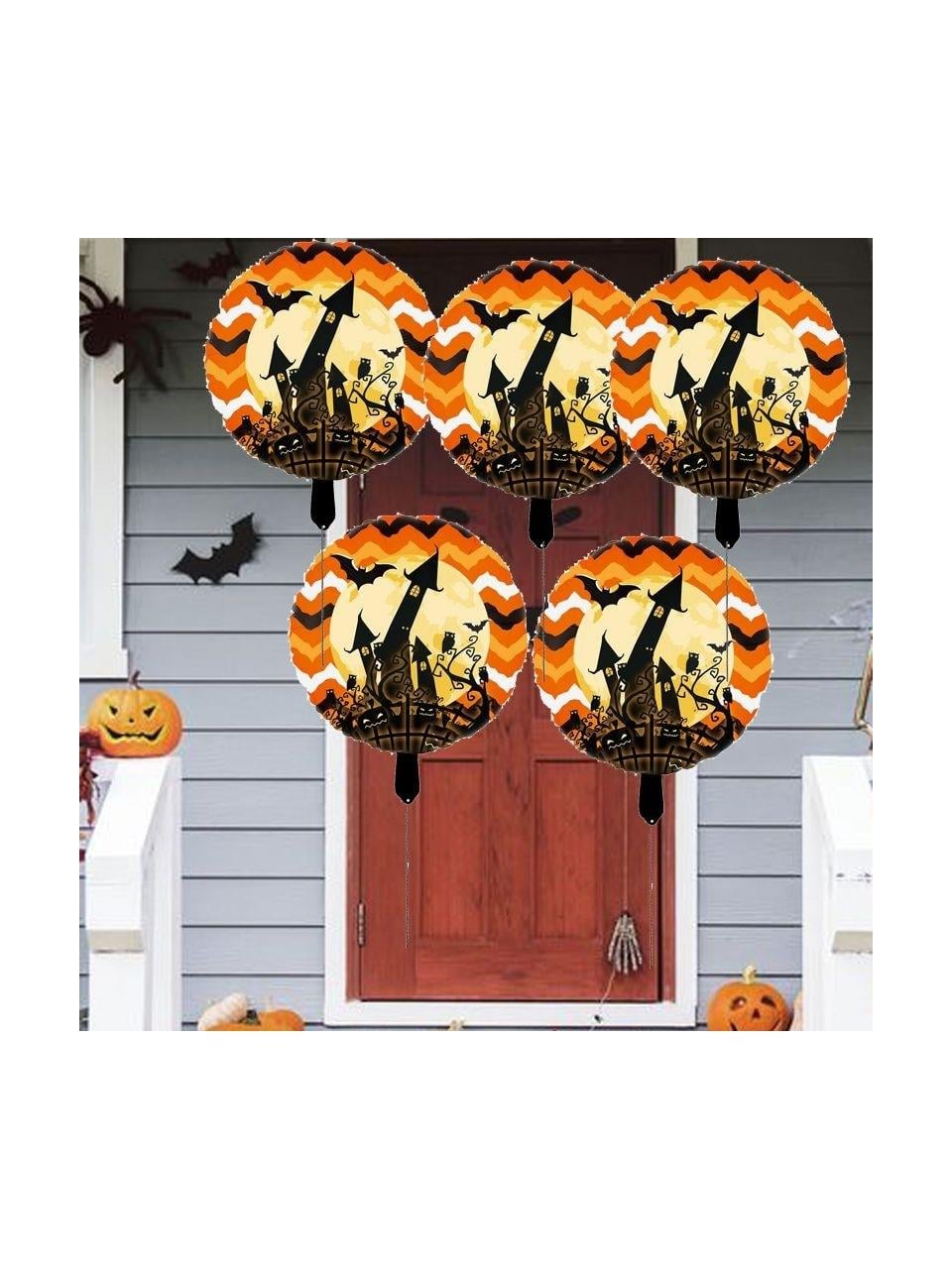 Folyo balon Halloween Cadılar Bayramı Şatolu Yarasalı yuvarlak 45*45cm       