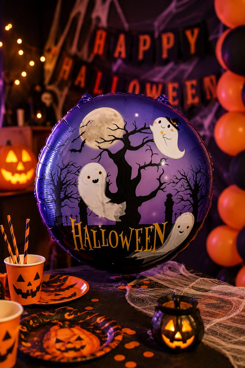 Folyo balon Halloween hayelet ağacı 45x45 yuvarlak
