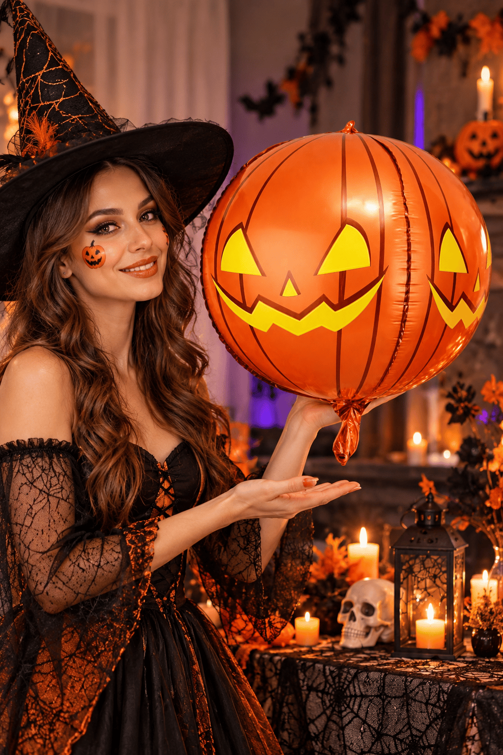 Folyo balon Halloween Küre Şeklinde balkabağı 50x45