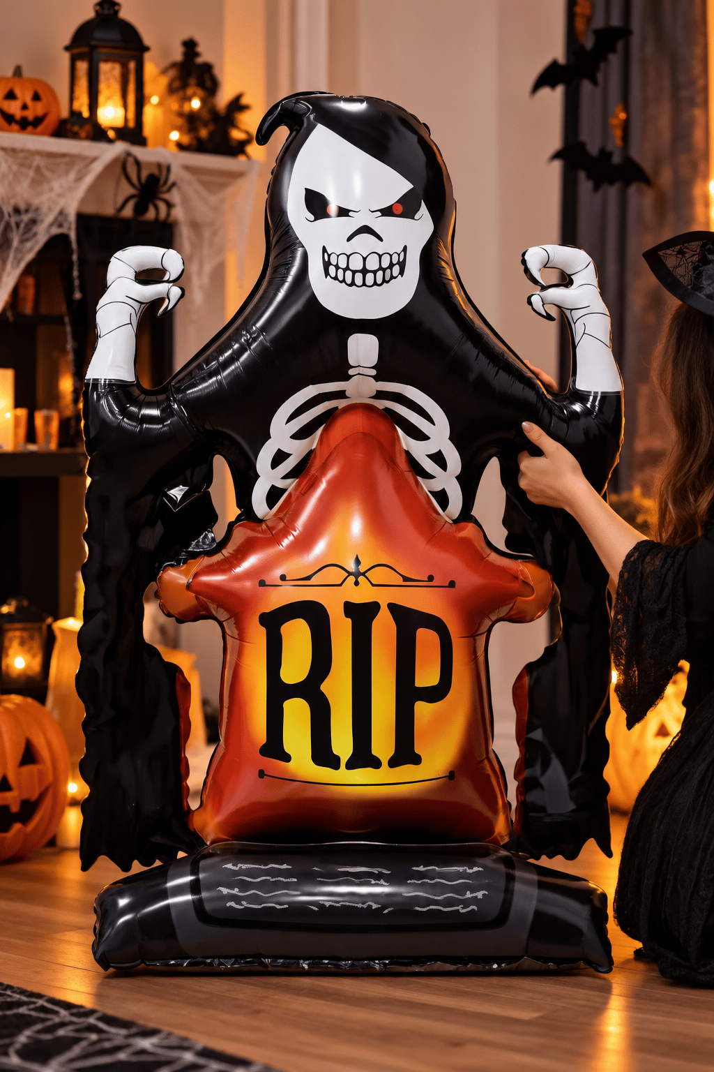 Folyo Balon Halloween RIP Mezar Taşı Azrail 70x110 Cadılar Bayramı
