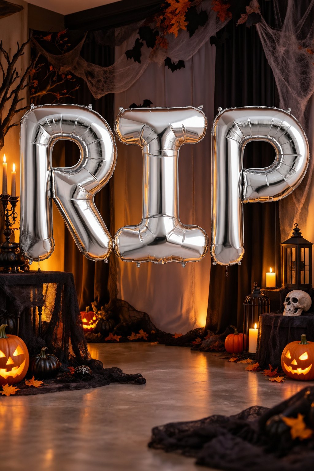 Folyo Balon Halloween RIP yazısı 100 cm 40inç gümüş set