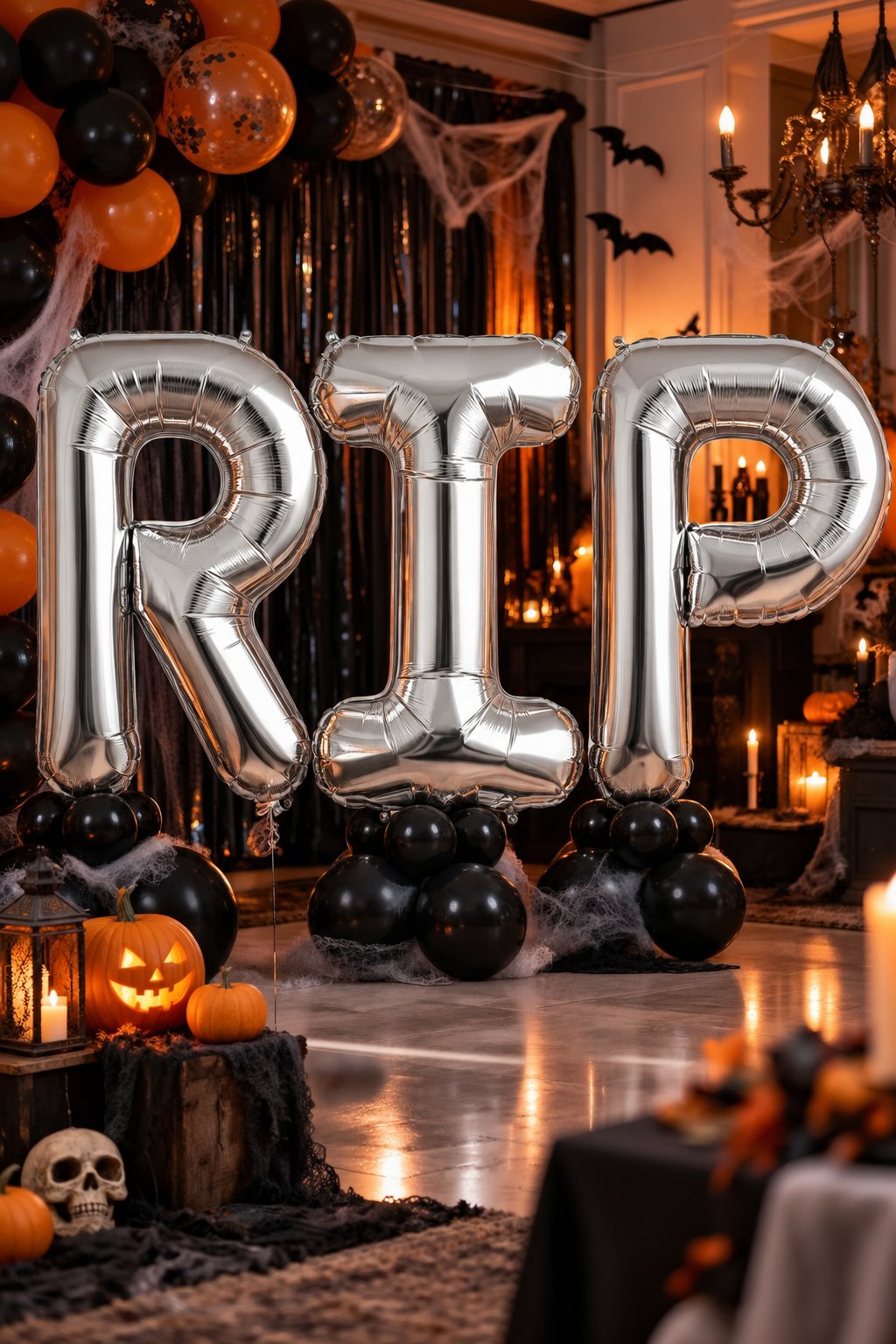 Folyo Balon Halloween RIP yazısı 100 cm 40inç gümüş set