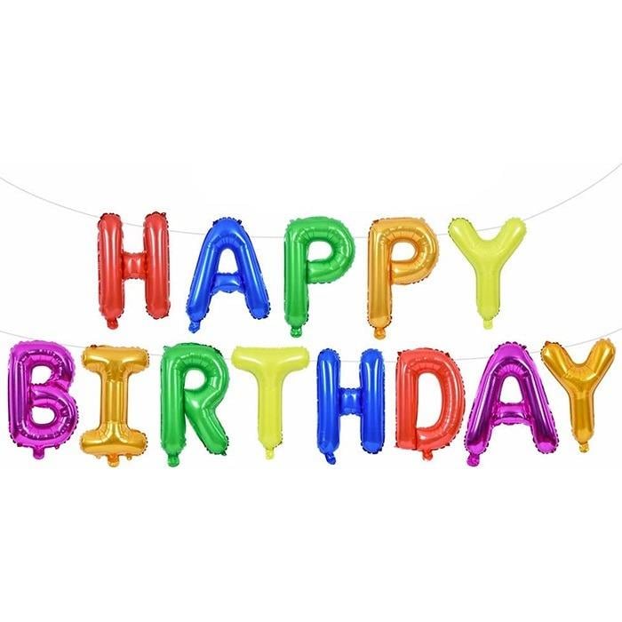 Folyo Balon Happy Birthday Renkli Harf  Balon Set 35 cm
