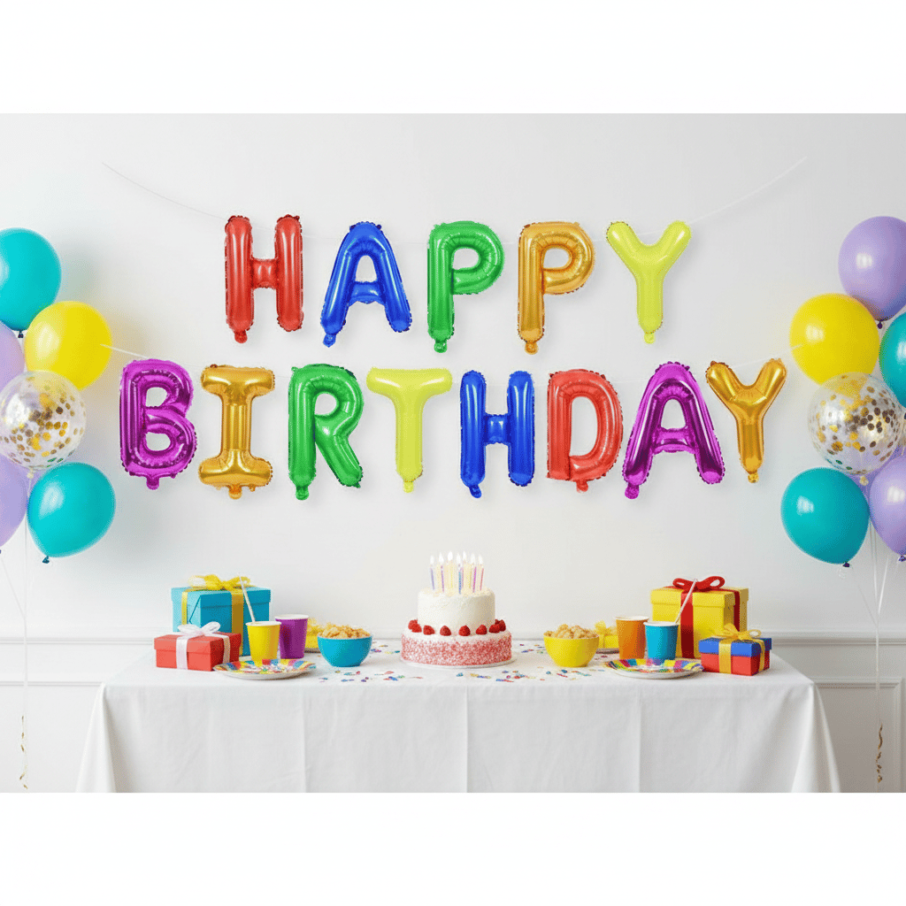 Folyo Balon Happy Birthday Renkli Harf  Balon Set 35 cm