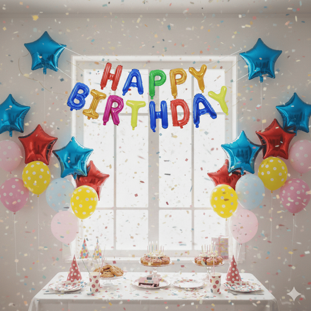 Folyo Balon Happy Birthday Renkli Harf  Balon Set 35 cm