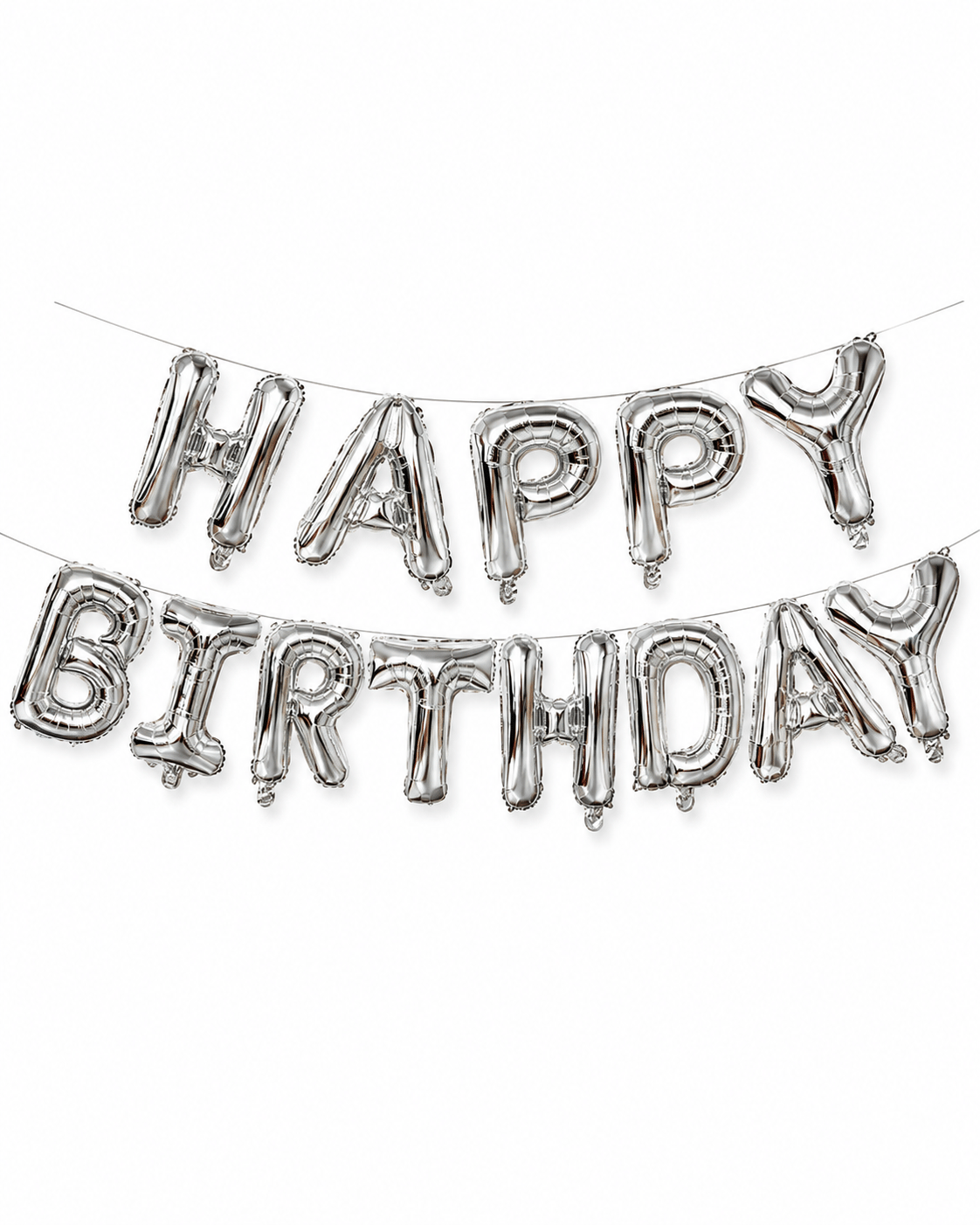 Folyo Balon Happy Birthday Yazı Gümüş set 13 harf ipli