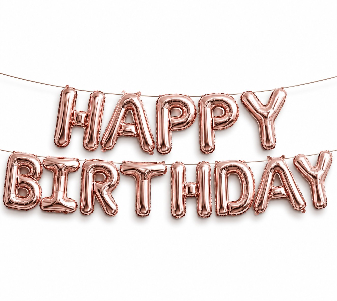 Folyo Balon Happy Birthday Yazı Rosegold set 13 harf ipli