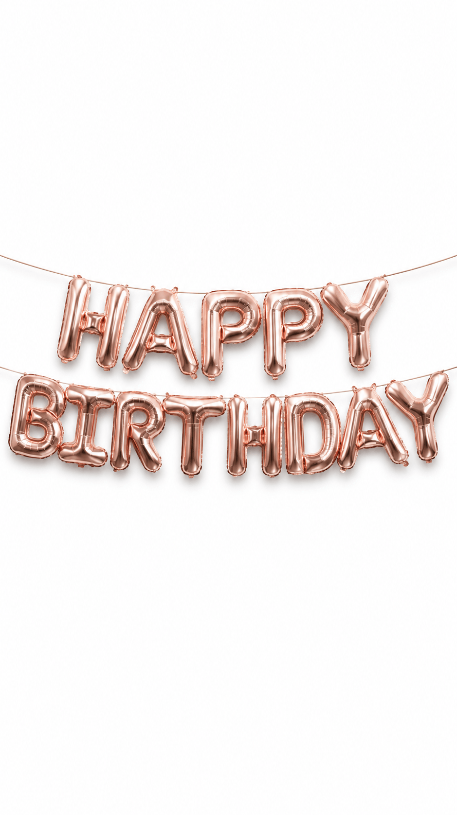 Folyo Balon Happy Birthday Yazı Rosegold set 13 harf ipli