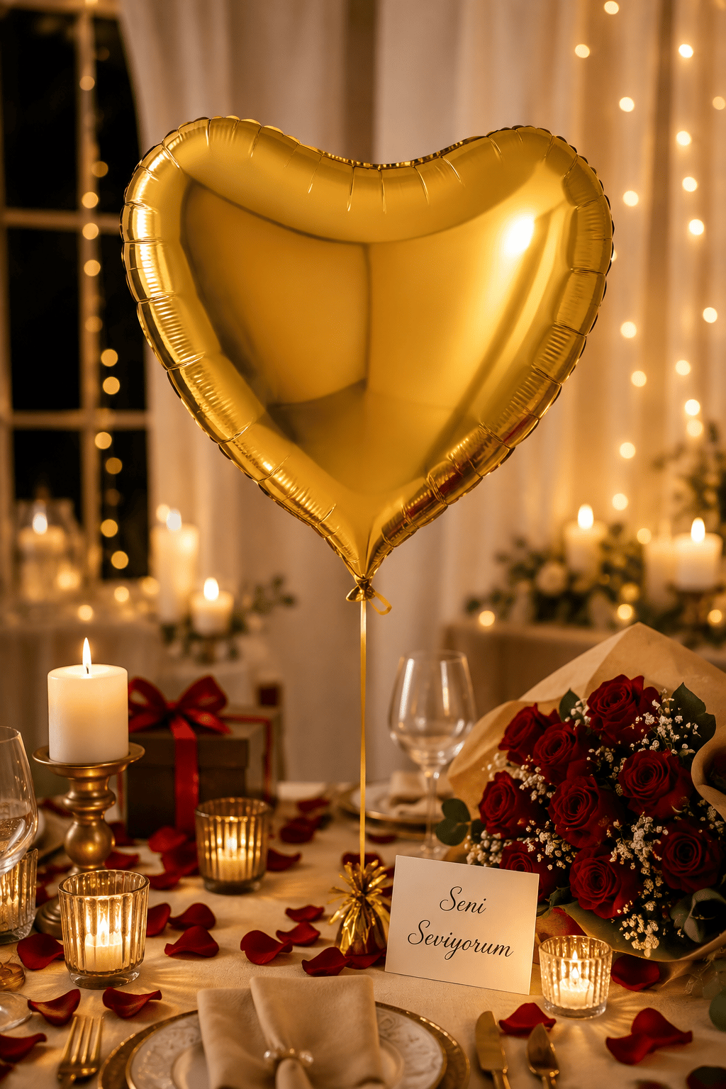 Folyo Balon Kalp Altın 24 İnç 60 cm Gold Doğum Günü Nişan Söz Düğün Parti Süsleme Dekor Balonu