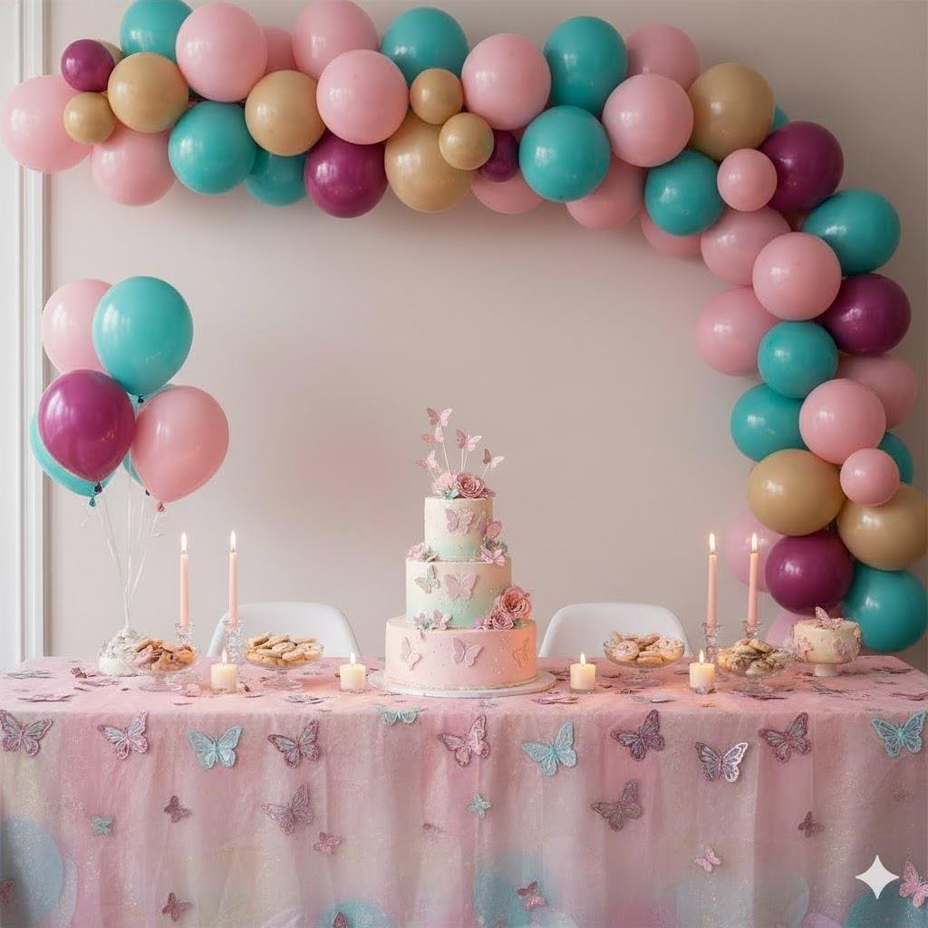 Folyo Balon Kelebek Temalı Pembe Tonlarda 82X52cm Doğum günü Duvar Süsü