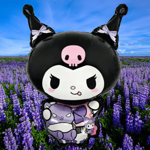 Folyo Balon Kuromi Temalı 80x50 cm mor-siyah Tonlarında Doğum Günü Balonu