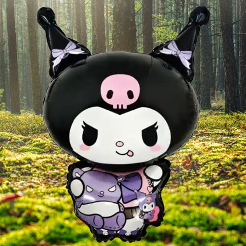 Folyo Balon Kuromi Temalı 80x50 cm mor-siyah Tonlarında Doğum Günü Balonu
