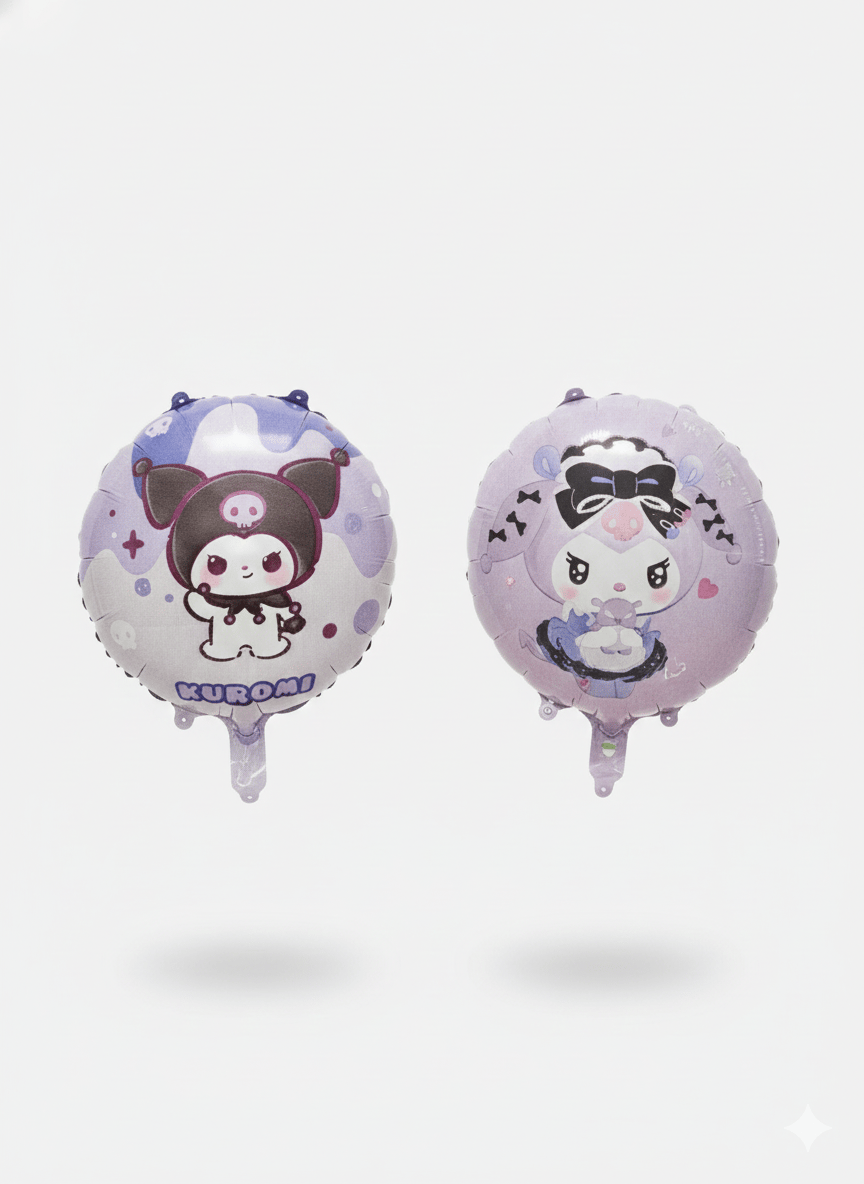 Folyo Balon Kuromi Temalı Mor Çift Yüzlü 45 cm Perti Folyo Balon
