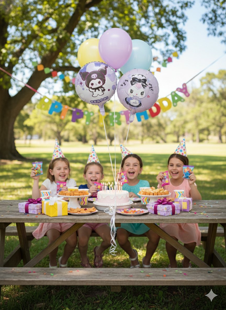 Folyo Balon Kuromi Temalı Mor Çift Yüzlü 45 cm Perti Folyo Balon