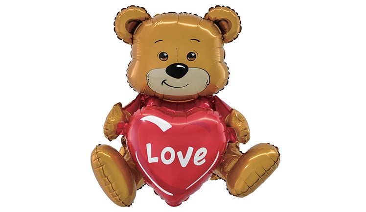 Folyo Balon Love yazılı 3d kalp balonlu Sevimli Ayıcık 41*50*31 3 parçalı parti süsü folyo balon sevgililer günü-evlenme teklifi 
