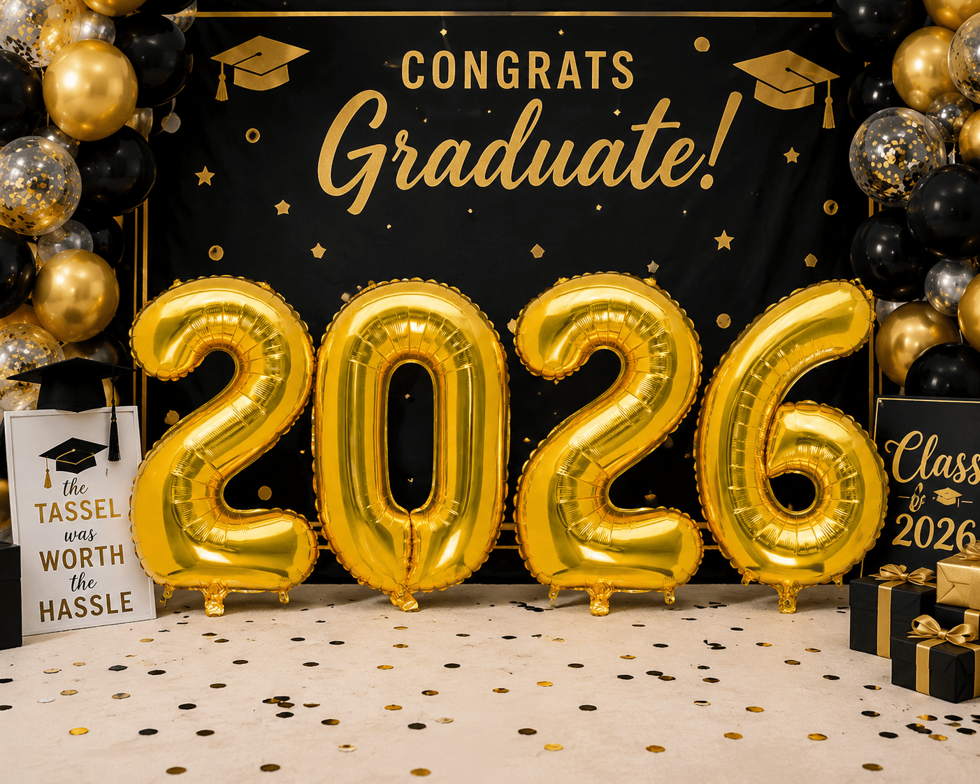 Folyo Balon Mezuniyet 2026 Gold-Altın set 40 inç 100 cm 4 rakam