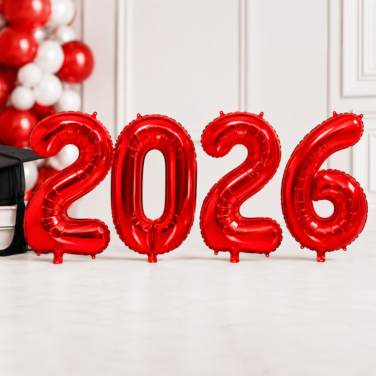 Folyo Balon Mezuniyet 2026 Kırmızı set 40 inç 100 cm 4 rakam