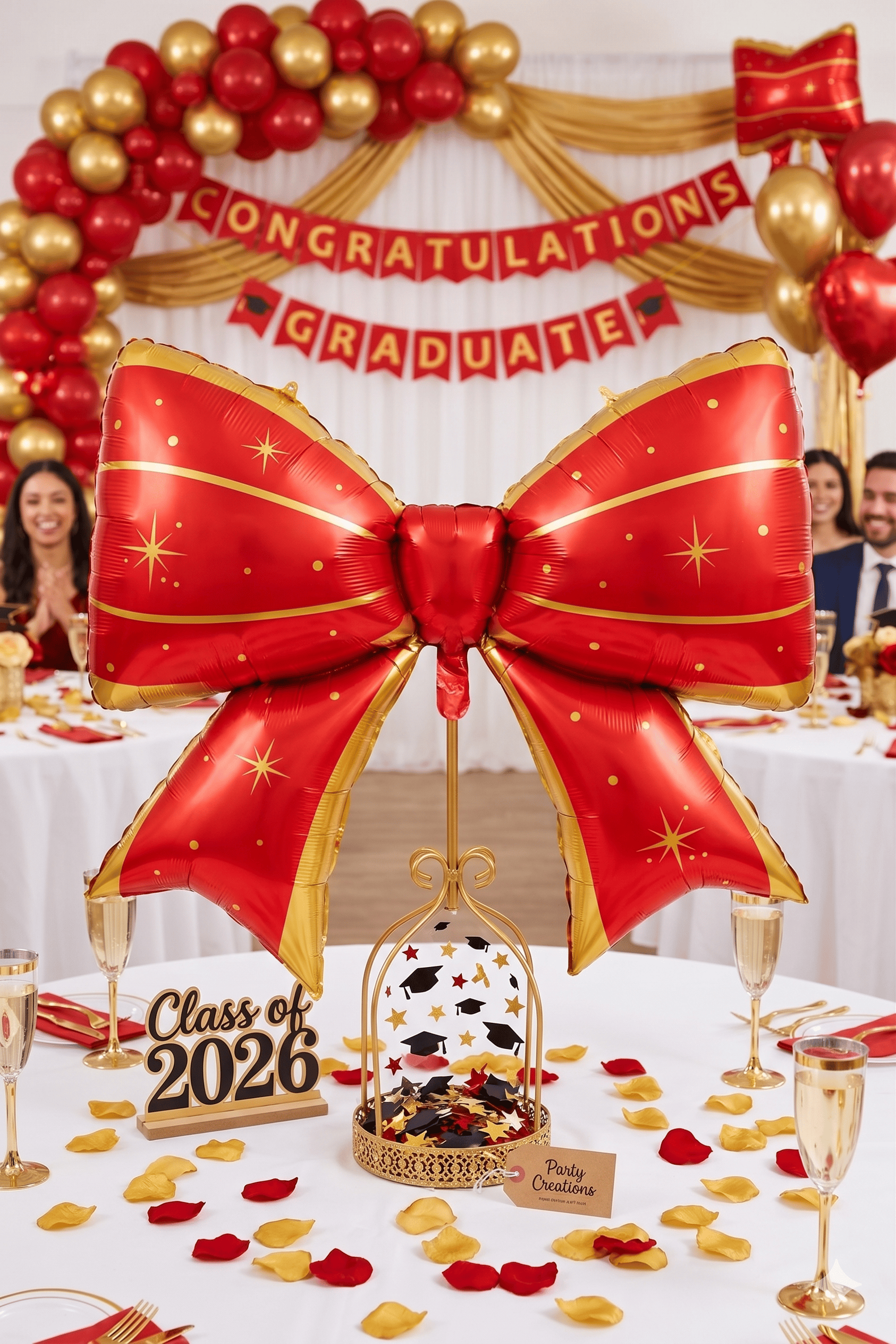 Folyo Balon Mezuniyet Fiyonk Folyo Balon Kırmızı-gold 98*75 cm