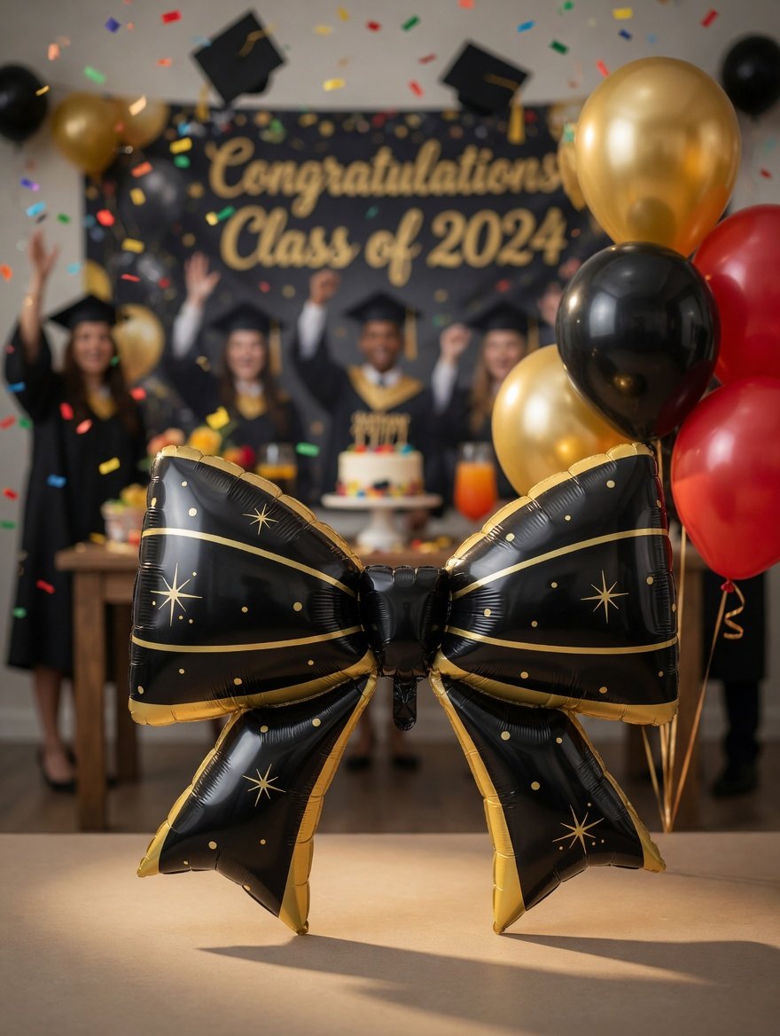 Folyo Balon Mezuniyet Fiyonk Folyo Balon Siyah Gold 92*58 cm