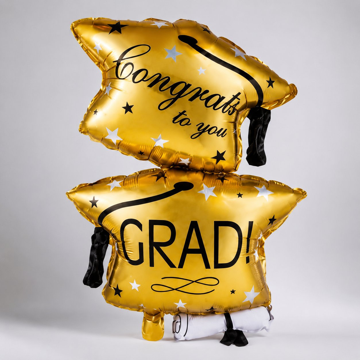 Folyo Balon Mezuniyet Partisi Gold-Altın çift katlı grad Kepli