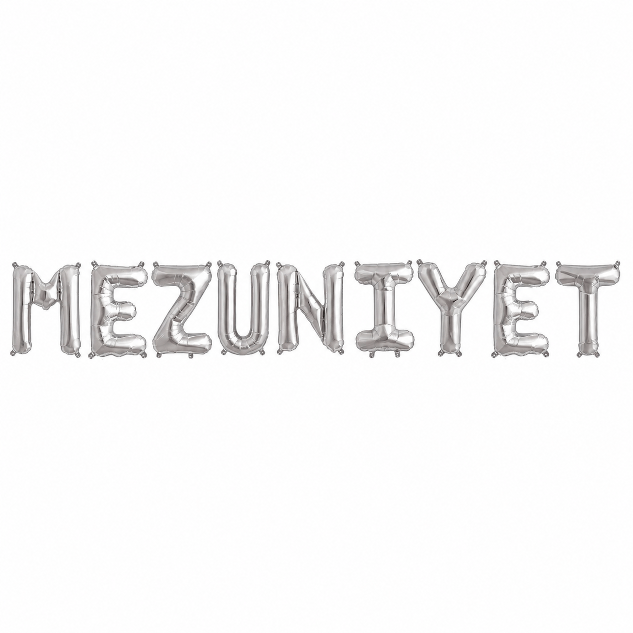 Folyo Balon Mezuniyet Yazısı Gümüş-Silver set 40 inç 100 cm 9 harf