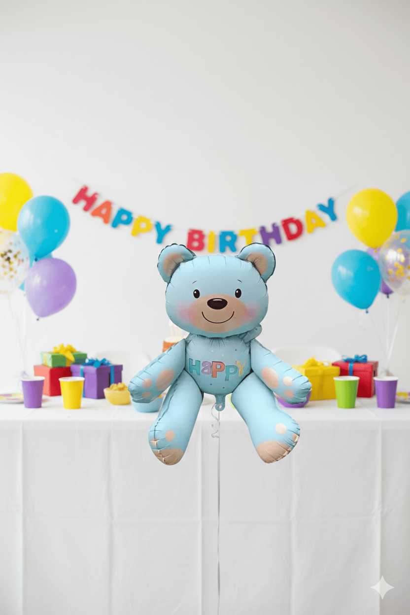 Folyo Balon Oturan Ayı MAVİ Folyo Balon 51*54 cm