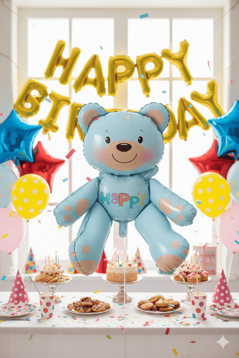 Folyo Balon Oturan Ayı MAVİ Folyo Balon 51*54 cm