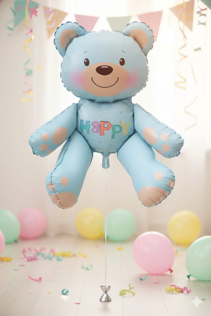 Folyo Balon Oturan Ayı MAVİ Folyo Balon 51*54 cm