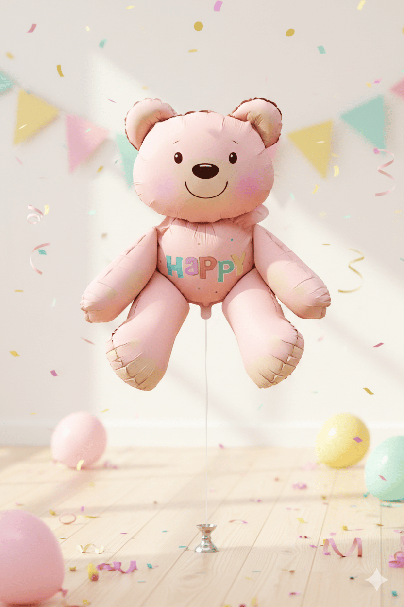 Folyo Balon Oturan Ayı Pembe Folyo Balon 51*54 cm