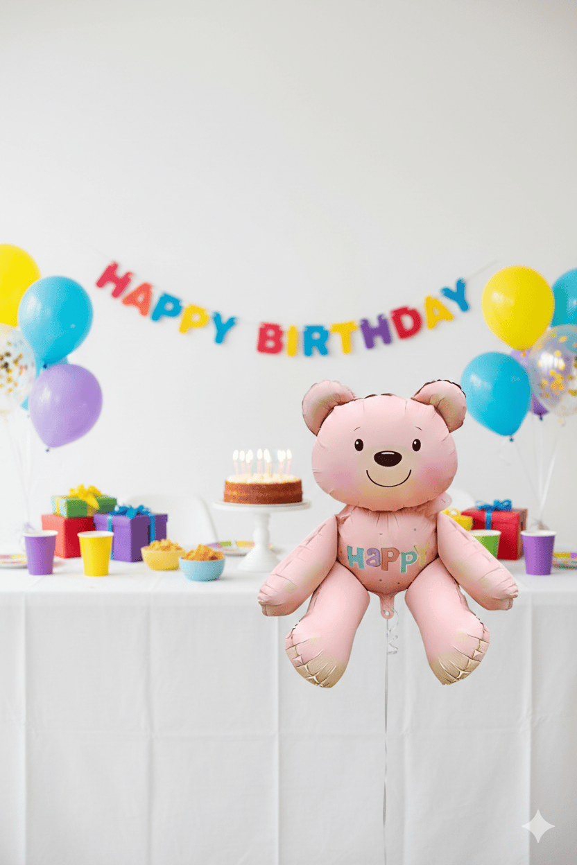 Folyo Balon Oturan Ayı Pembe Folyo Balon 51*54 cm