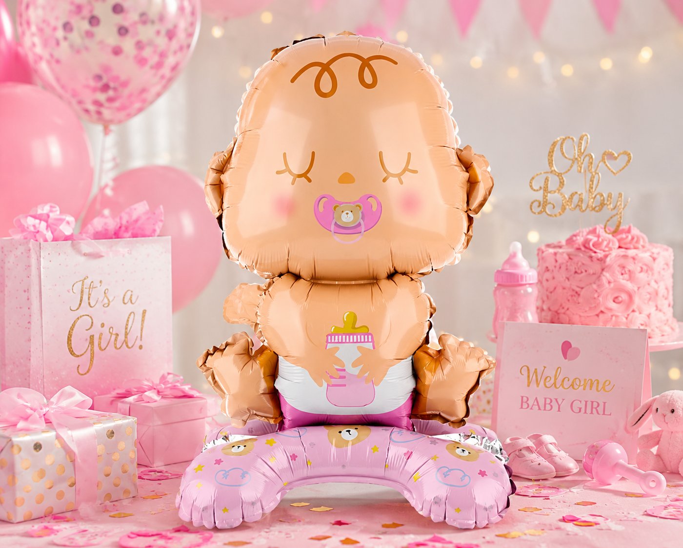 Folyo Balon Pembe Bebek Ayaklı 63-34 cm baby shover-cinsiyet partisi