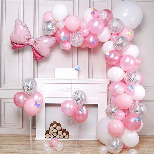 Folyo Balon Puantiyeli Fiyonk Pembe 60*90cm bebek partisi-cinsiyet partisi