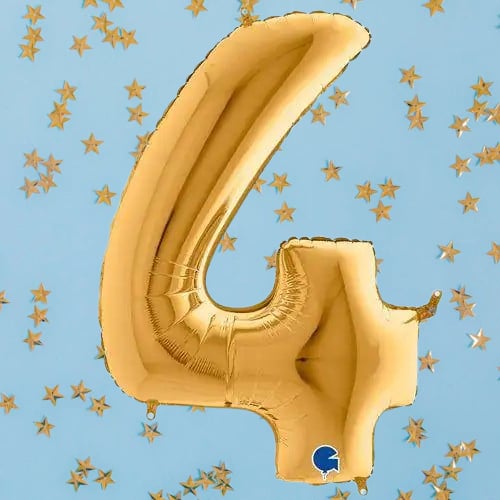 Folyo Balon Rakam 4 Rakamı Gold 40 Inc 101 Cm GRABO Doğum Günü Uçan Folyo Balon