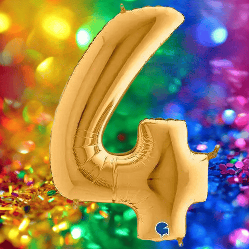 Folyo Balon Rakam 4 Rakamı Gold 40 Inc 101 Cm GRABO Doğum Günü Uçan Folyo Balon