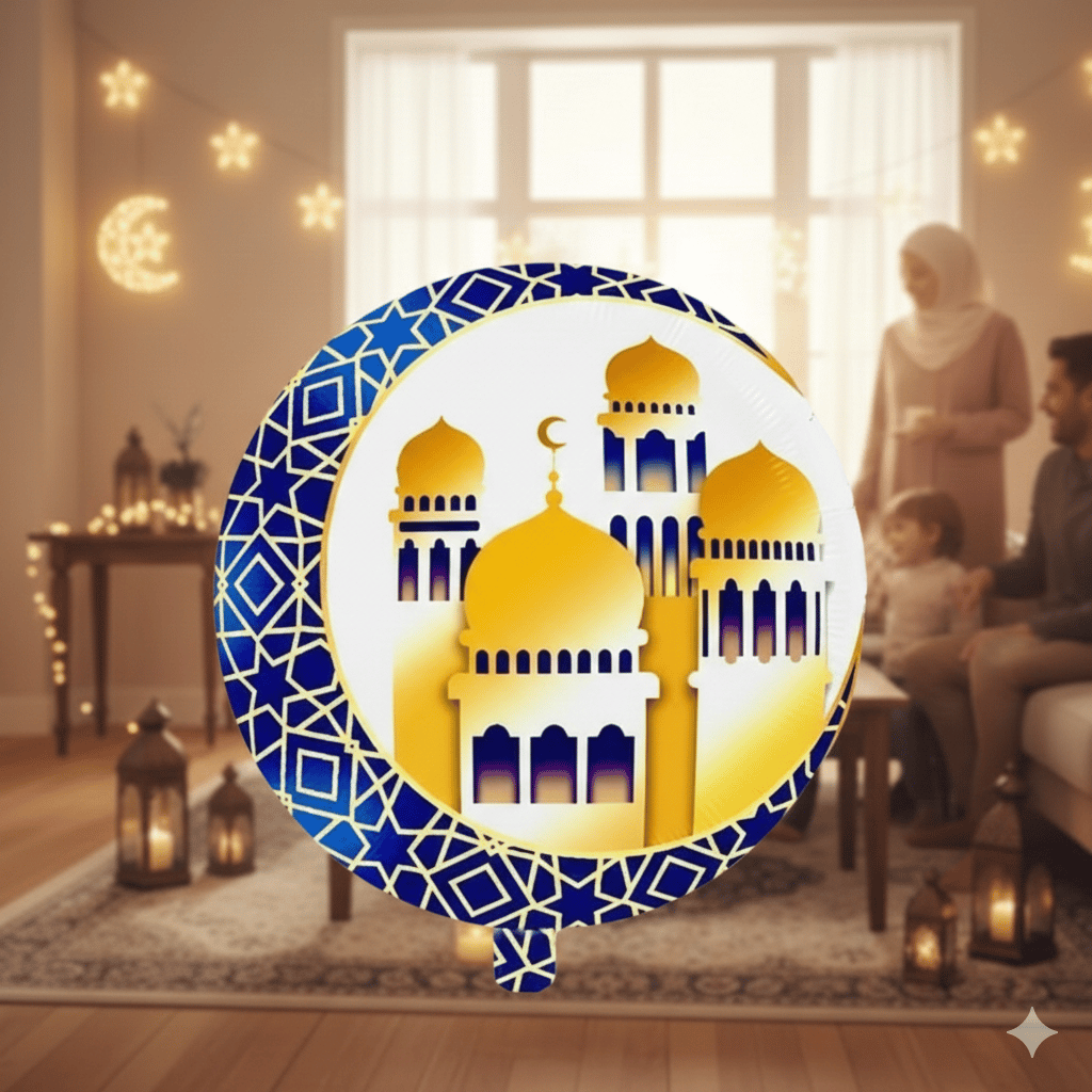 Folyo Balon Ramazan Kubbeli Hilal Figürlü Mavi 45cm