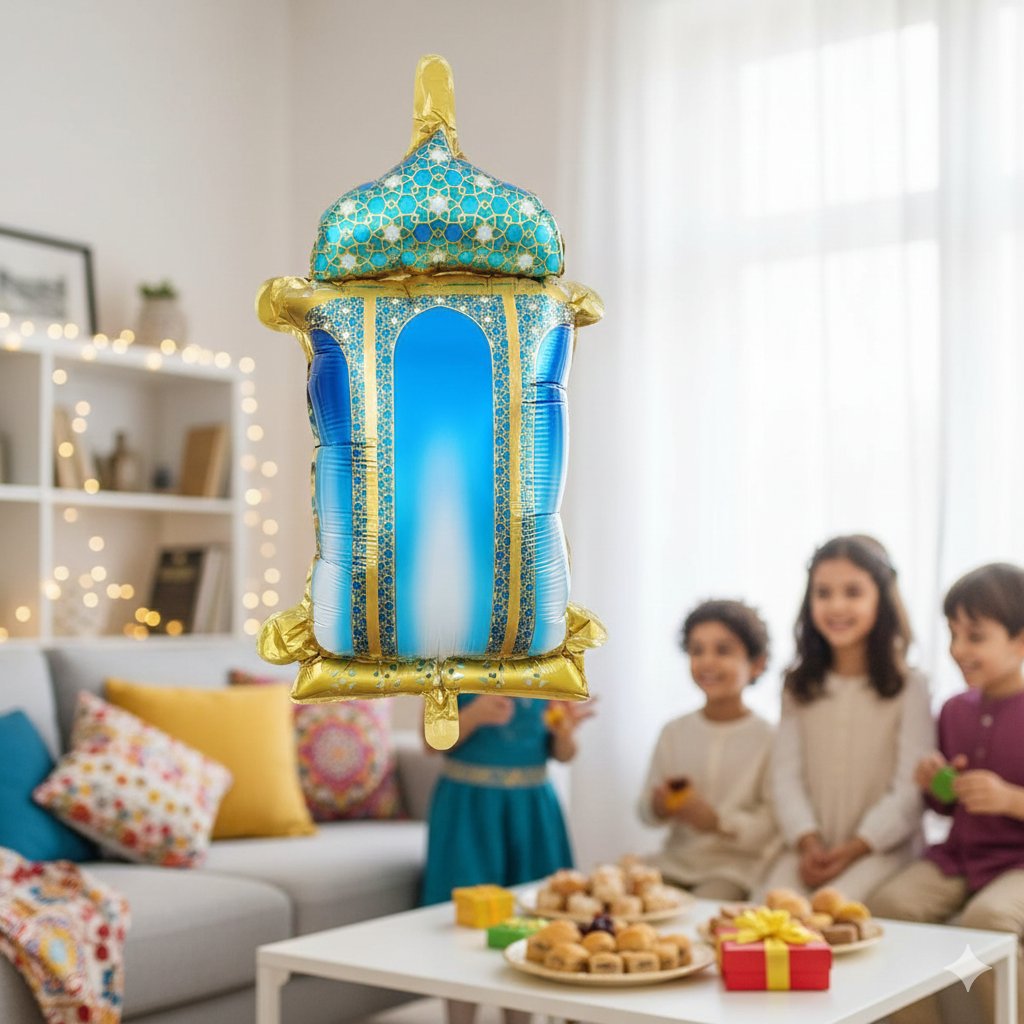 Folyo Balon Ramazan Mavi Kandil 45cm