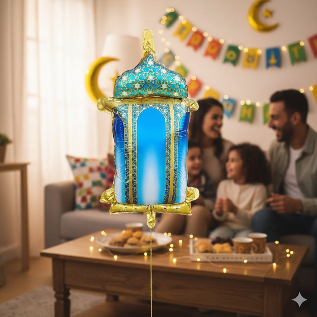 Folyo Balon Ramazan Mavi Kandil 45cm