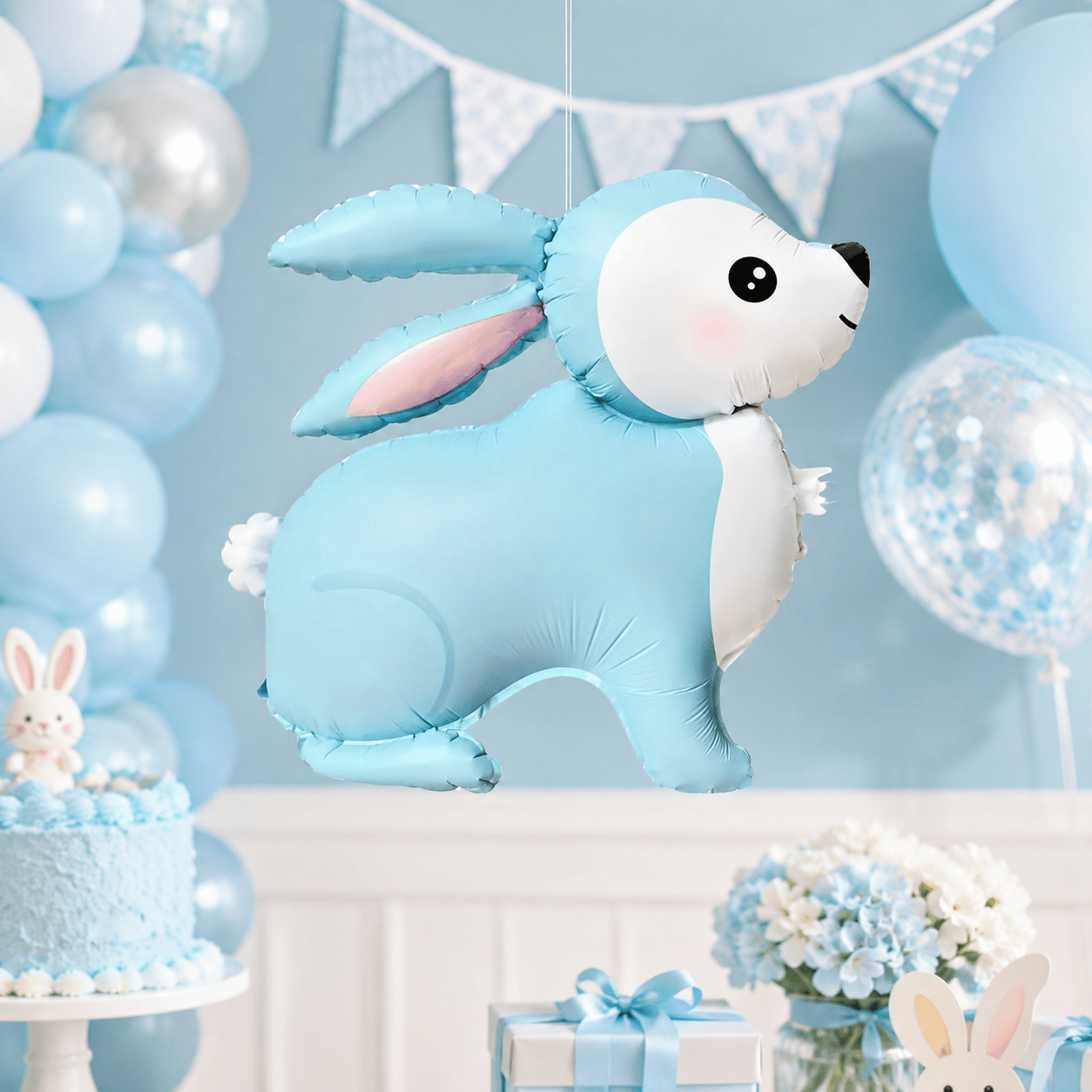Folyo Balon -Retro Tavşan-60x59 Mavi
