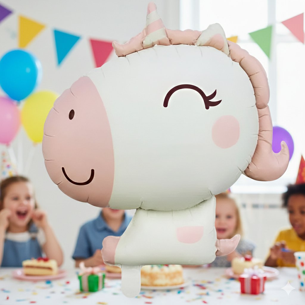 Folyo Balon Retro Unicorn Karamel PEMBE 51*54 cm