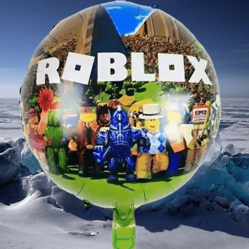 Folyo Balon ROBLOX 45 cm Mavi Renk Çift Taraflı Doğum günü Süsü