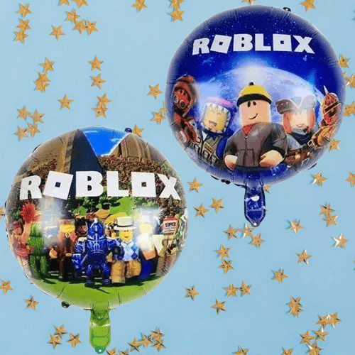 Folyo Balon ROBLOX 45 cm Mavi Renk Çift Taraflı Doğum günü Süsü