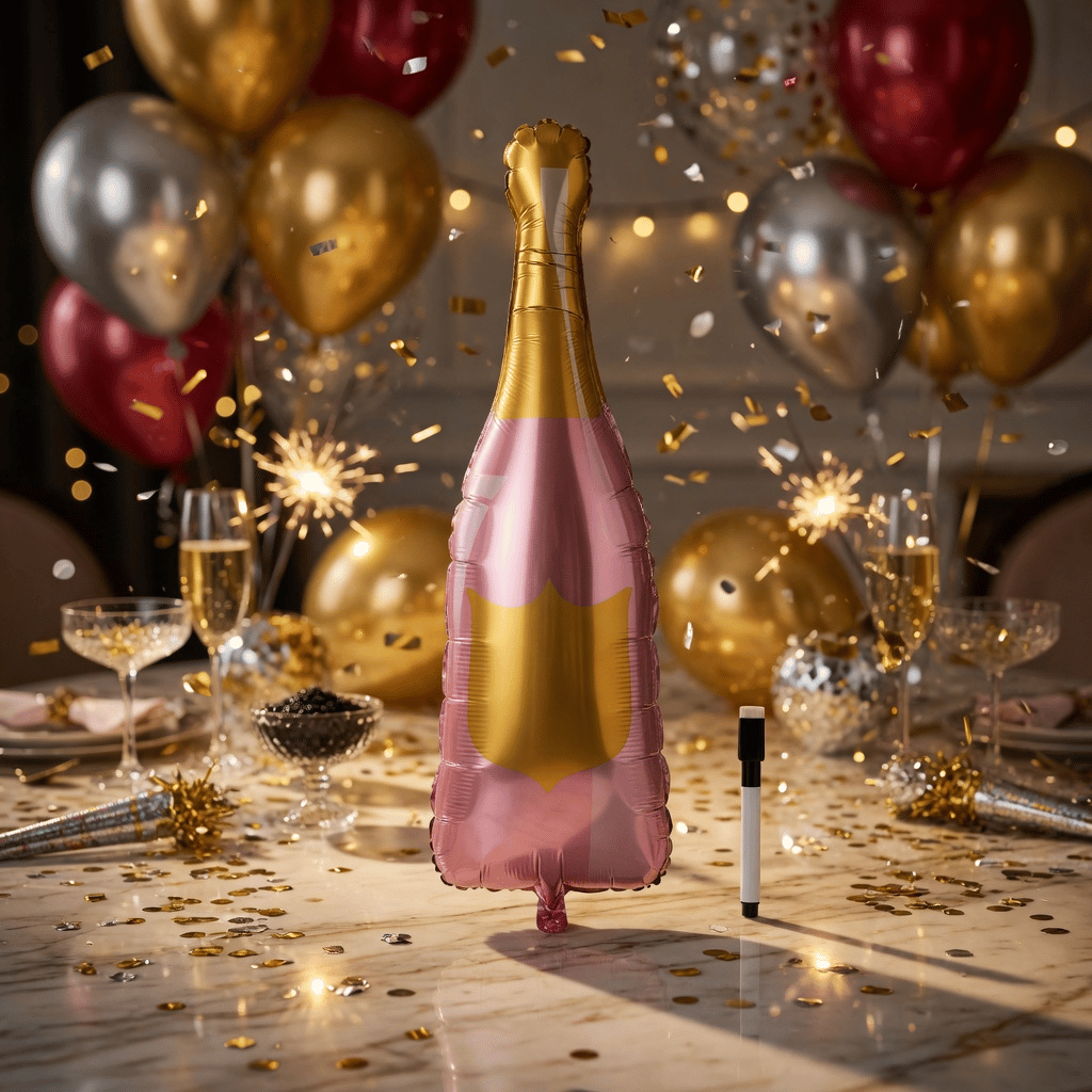 Folyo Balon Şampanya kalemli yazı yazılan 107x40