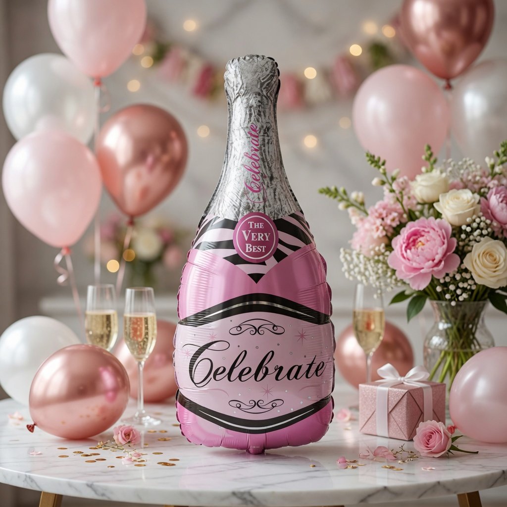 Folyo Balon Şampanya Şişesi pemb 49x100cm celebrat
