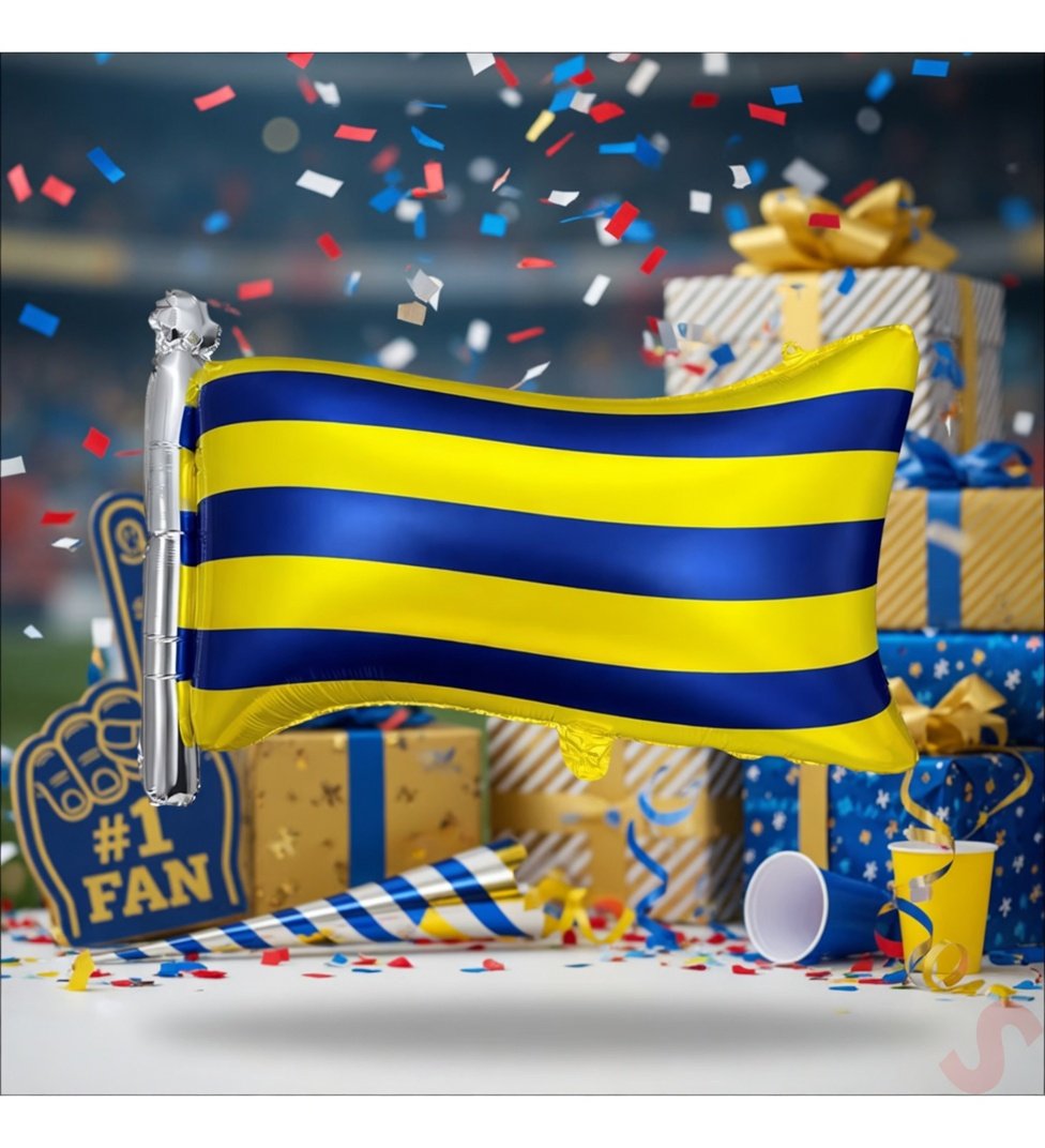 Folyo Balon Sarı Lacivert Bayrak 71-50 cm fener