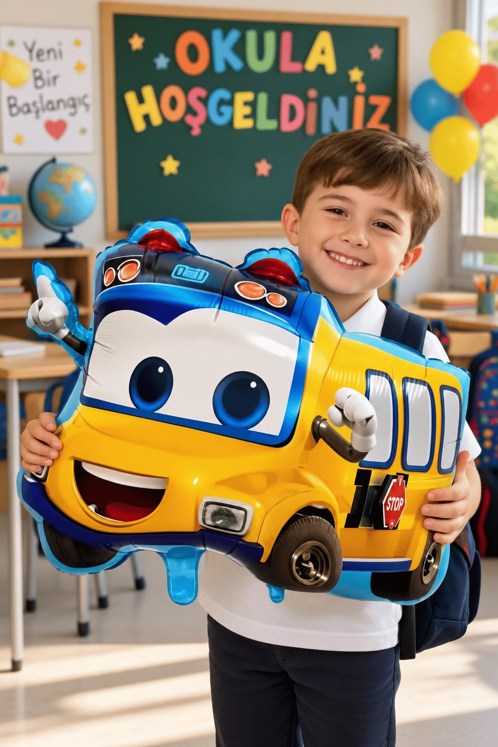 Folyo Balon Sevimli Okul otobüsü  56*48 cm