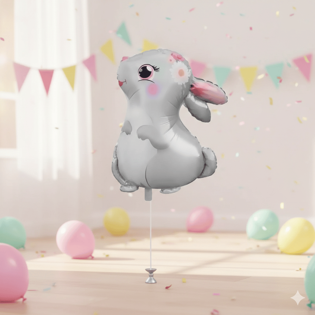 Folyo Balon Sevimli Tavşan 51*54 cm Çiçek desenli