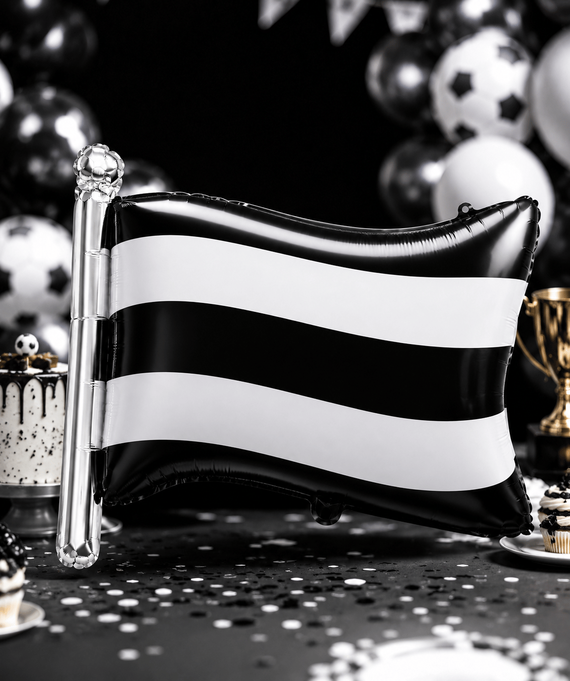 Folyo Balon Siyah Beyaz Bayrak 71-50 cm beşiktaş