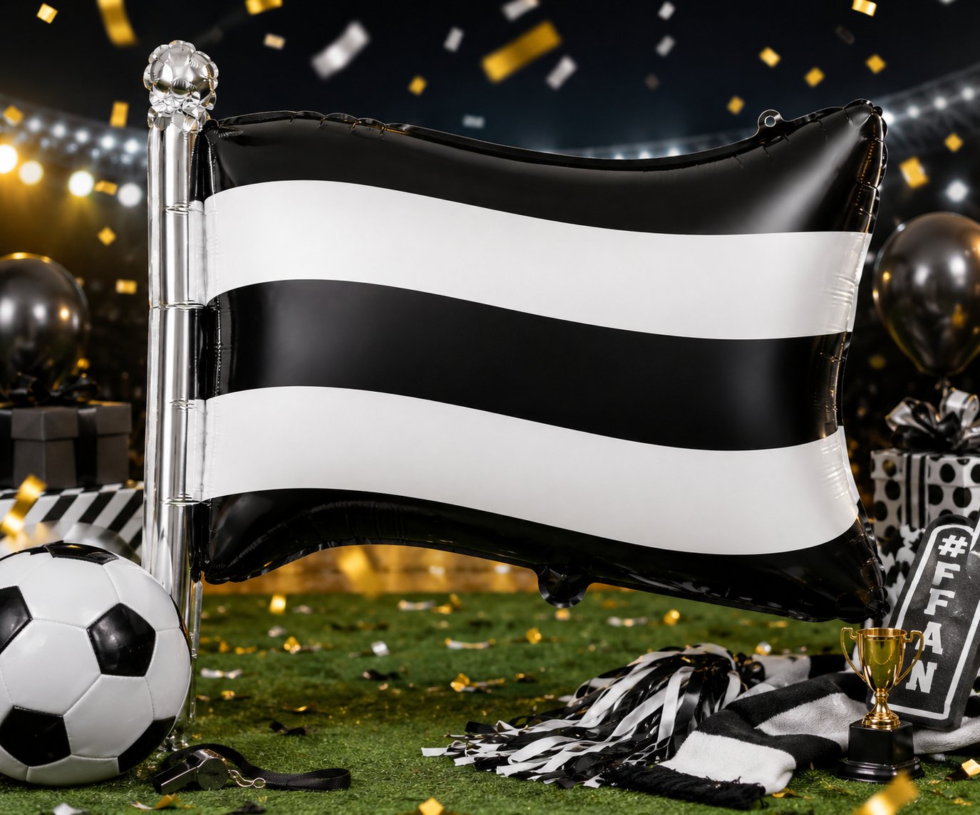 Folyo Balon Siyah Beyaz Bayrak 71-50 cm beşiktaş