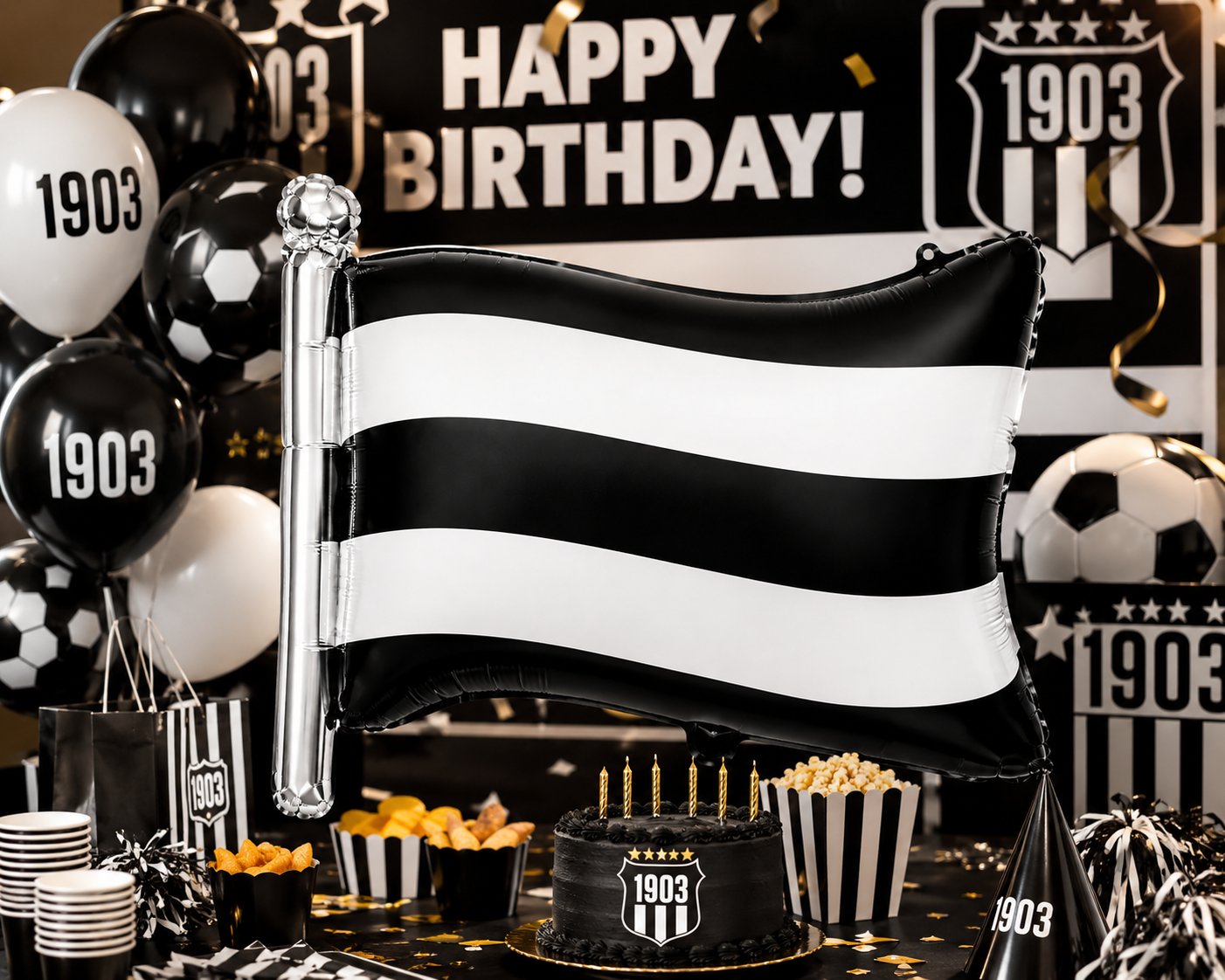 Folyo Balon Siyah Beyaz Bayrak 71-50 cm beşiktaş