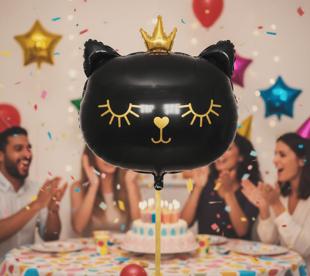 Folyo Balon SİYAH KEDİ KAFASI taçlı GRABO 66CM